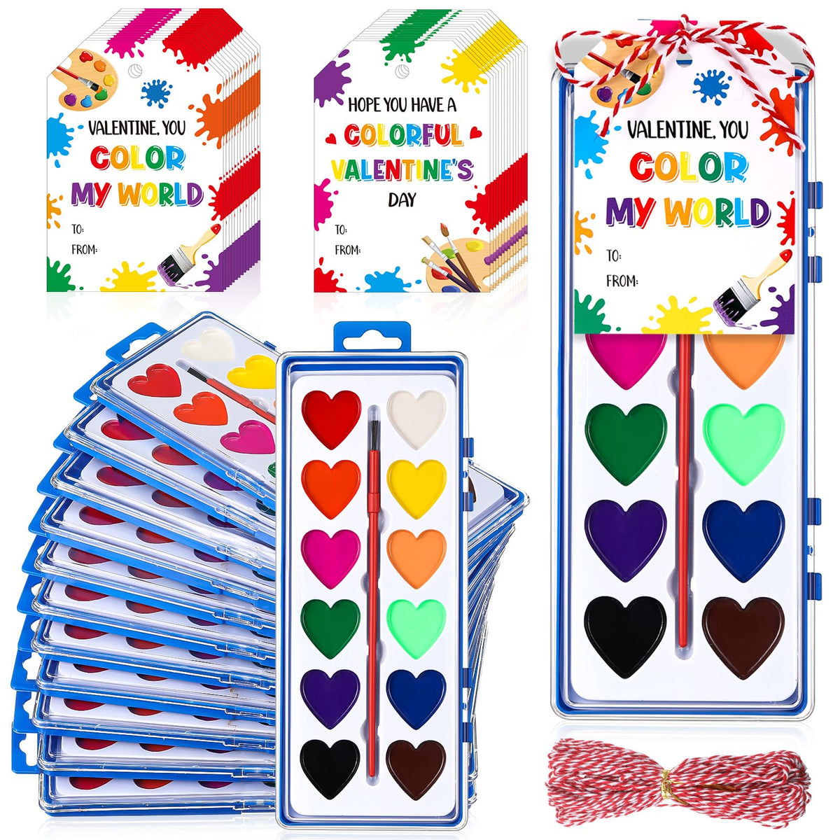 Sabary Valentines watercolor paints in a 24-color set for vibrant art projects