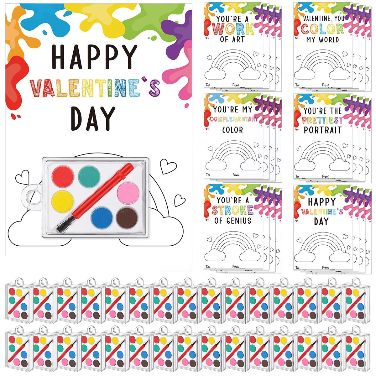 Sabary Valentines watercolor palette set for kids with vibrant colors