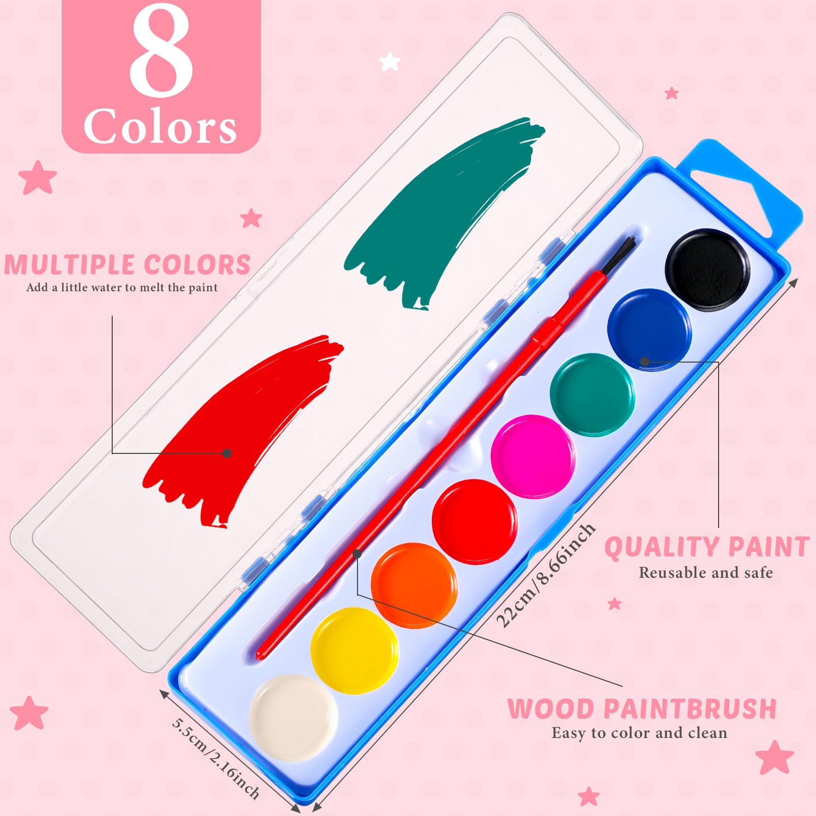Sabary watercolor paints kit with palette and brush for kids' easy art projects