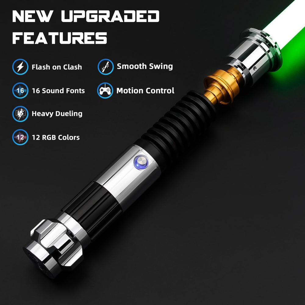 Saberforms lightsaber offers 16 movie sounds for immersive dueling.