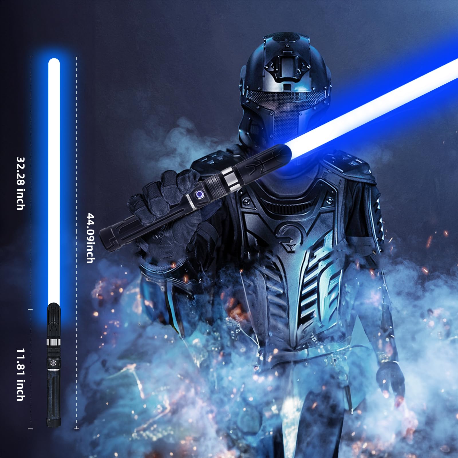Saberforms high-impact PC blade resists bending during action duels.