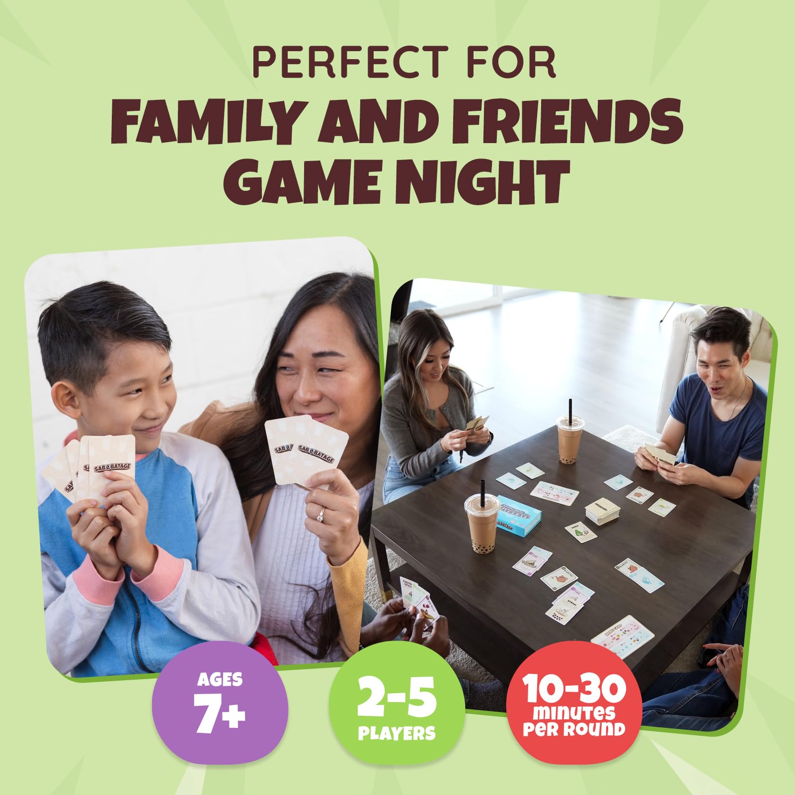Sabobatage cards spread on the table during a family game session