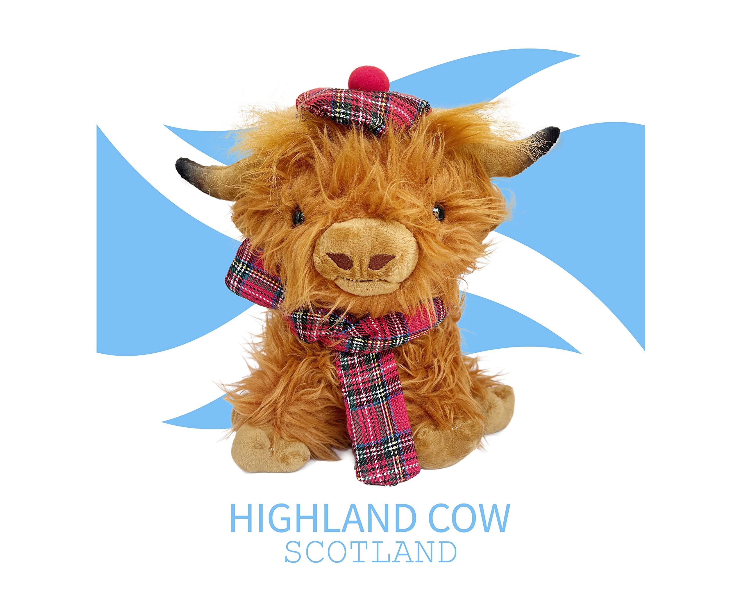 SaBrissi Wilbur Highland Cow hat detail complements the festive look.