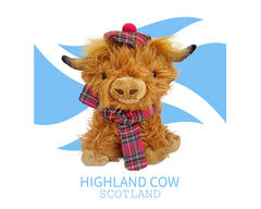 SaBrissi Wilbur Highland Cow hat detail complements the festive look.