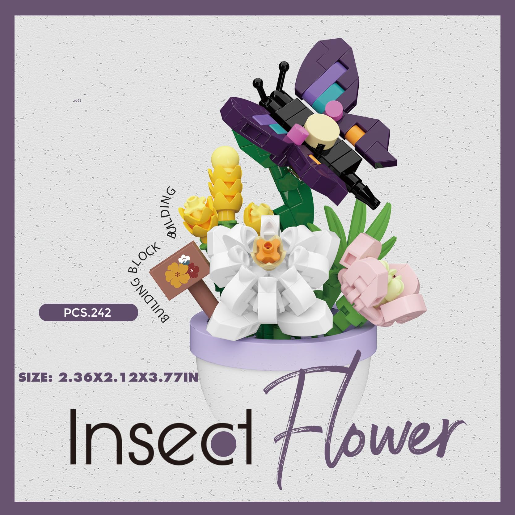 Sacblirr insect companions enhance the mini garden scene.