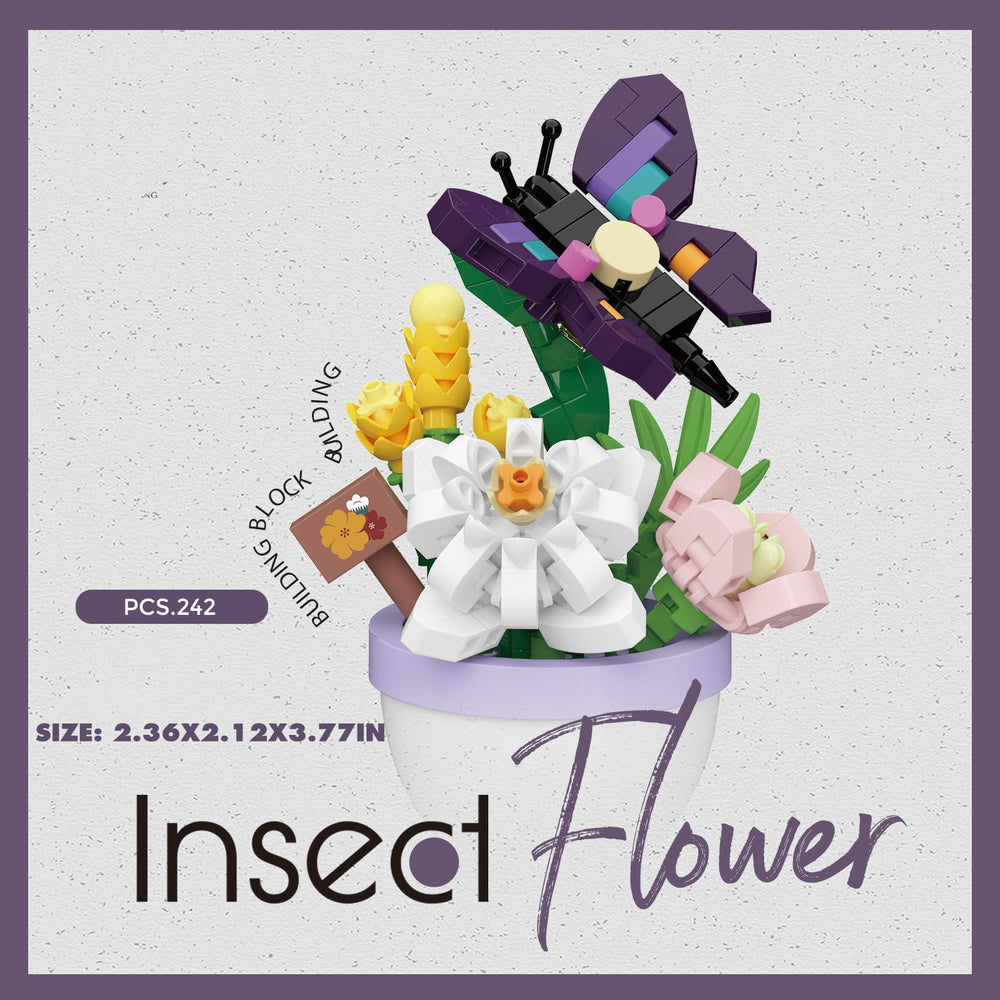 Sacblirr insect companions enhance the mini garden scene.