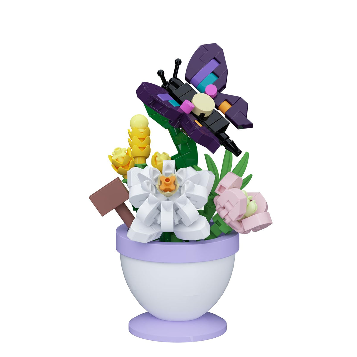 Sacblirr mini flower bonsai with daisy and butterfly adds color to home decor.