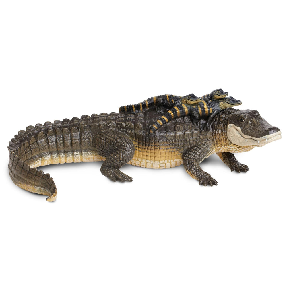 Safari Ltd. Alligator with Babies figurine – 12-inch hand-painted display for imaginative wildlife play.