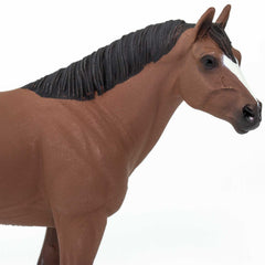 Compact size Safari Ltd. American Quarter Horse Gelding figurine for shelves and desks.