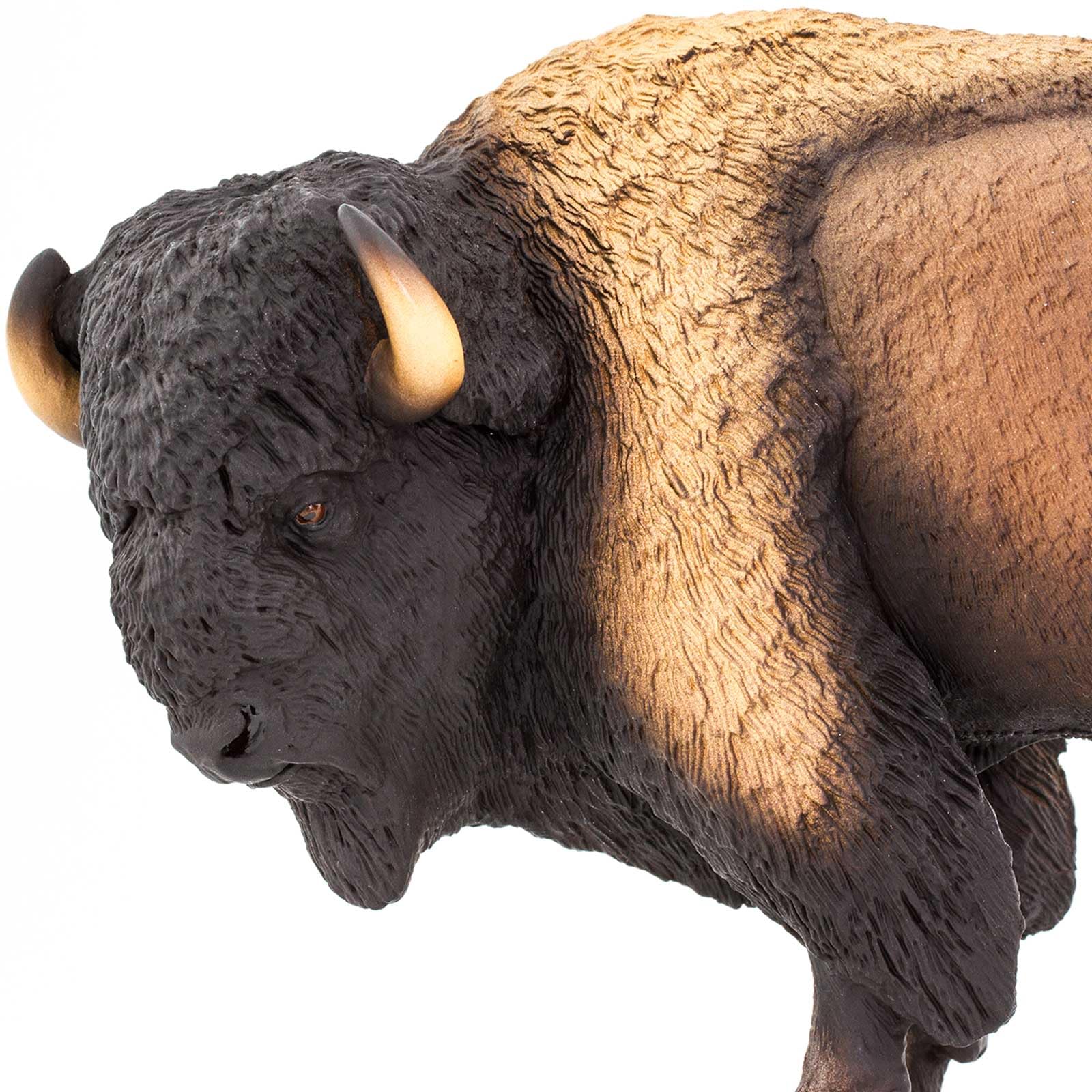 Safari Ltd bison figurine eight-inch length, compact display for shelves.
