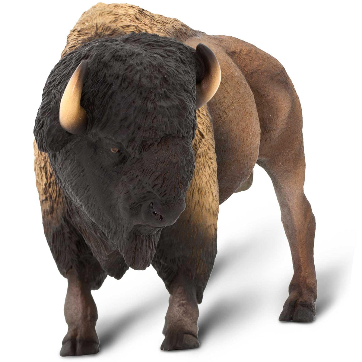 Safari Ltd bison figurine front view, durable wildlife toy for play and learning.