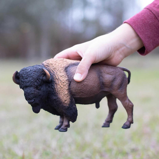 Safari Ltd bison figurine side view, realistic posture for imaginative play.
