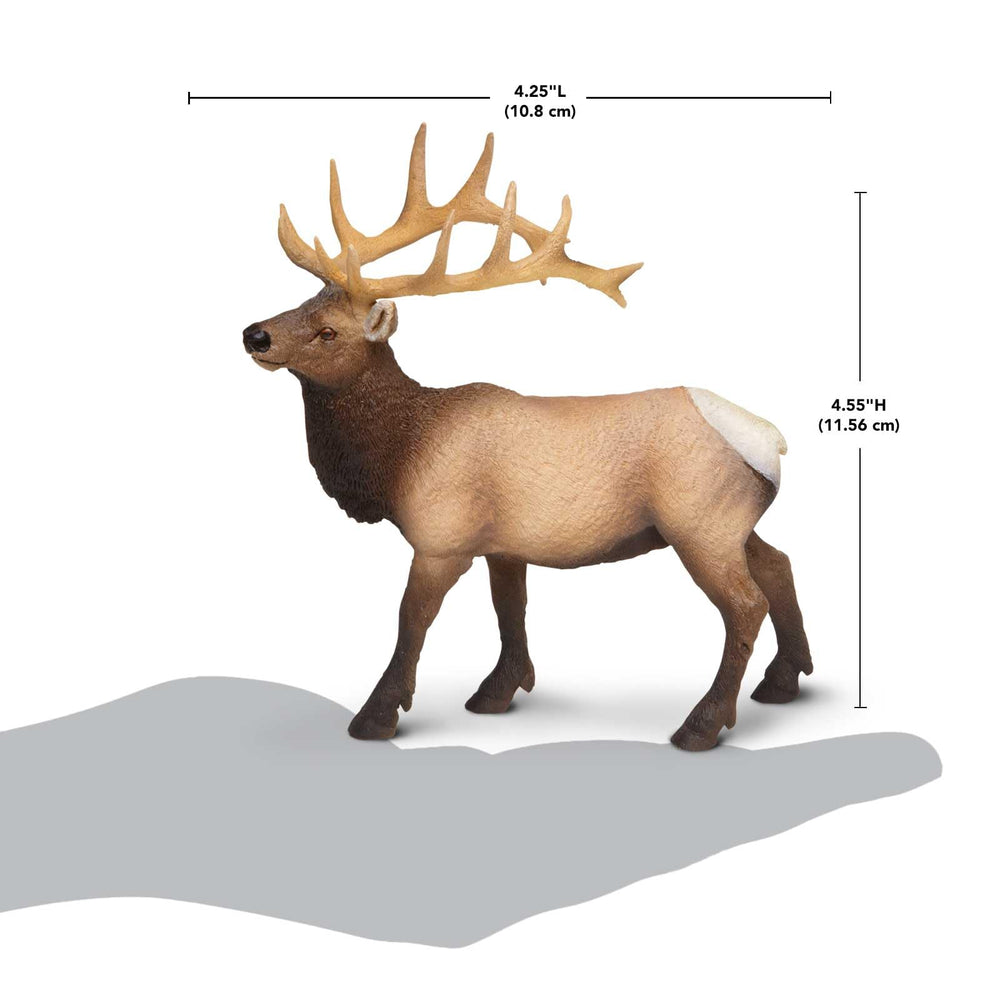 Safari Ltd elk model shows size 4.75 inches for desks.