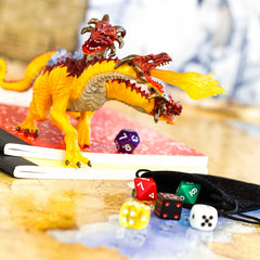 Safari Ltd Fire Dragon figure three heads highlights dramatic triple threat for epic storytelling.