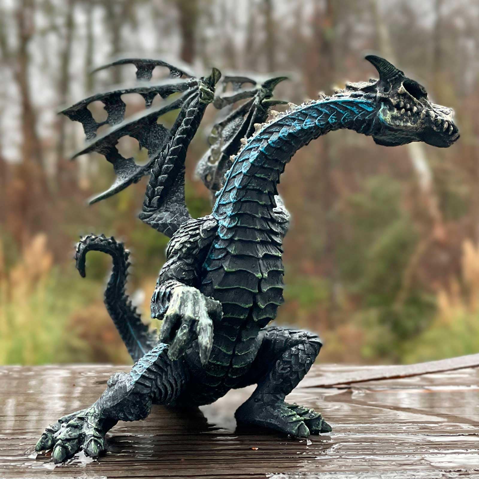 Safari Ltd Ghost Dragon detailing highlights the dark coloring for spooky storytelling.