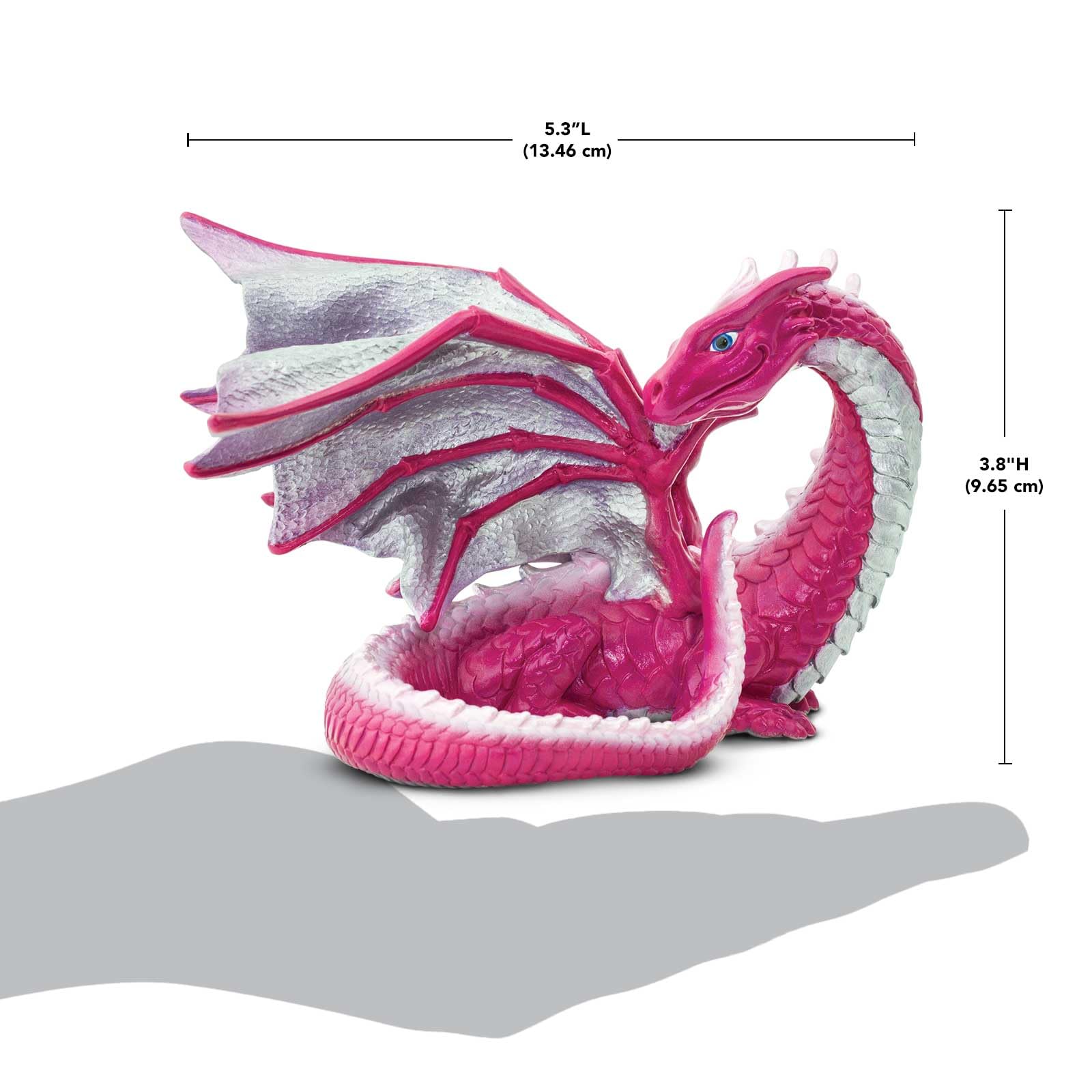 Safari Ltd. Love Dragon figurine with pink and white scales, vivid texture.