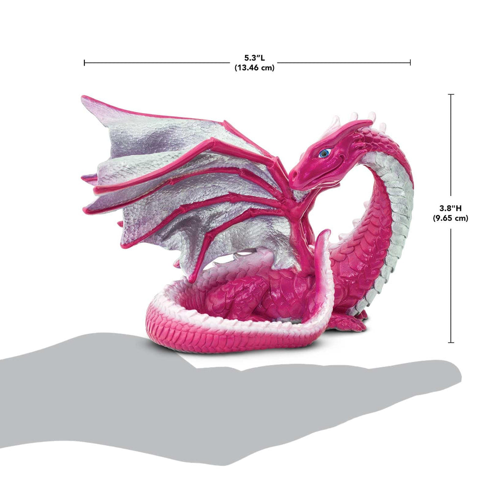 Safari Ltd. Love Dragon figurine with pink and white scales, vivid texture.