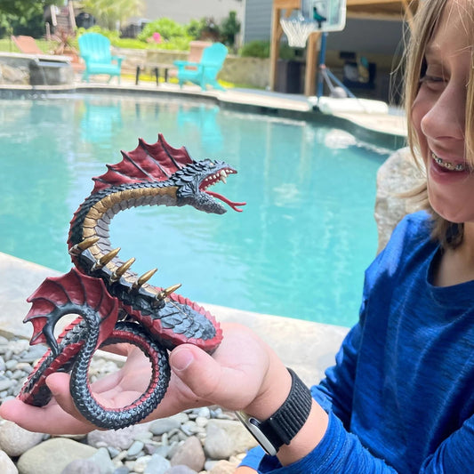 Safari Ltd Basilisk figurine close-up face detail for storytelling and display
