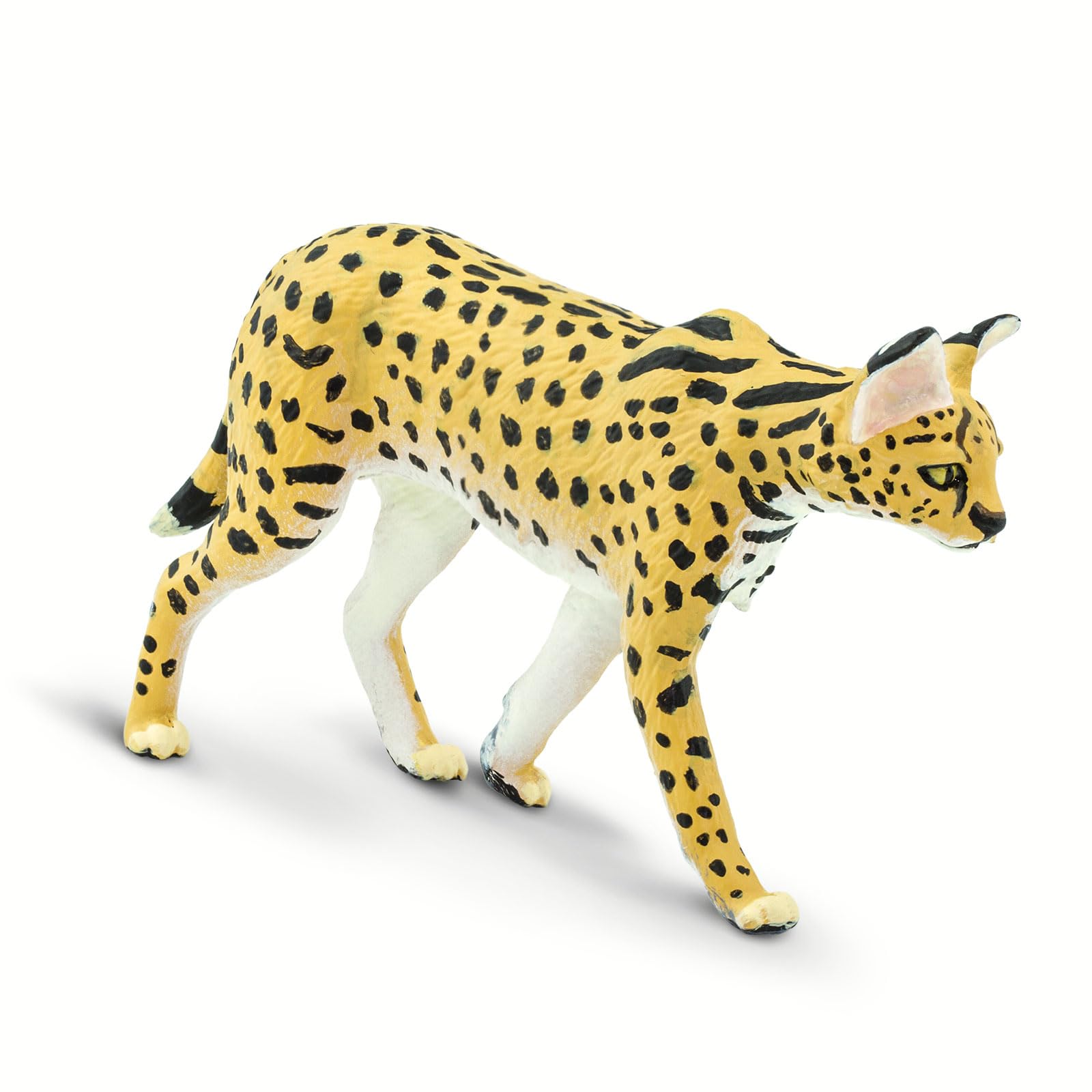 Safari Ltd. Serval figurine with detailed design capturing lifelike posture for imaginative play.