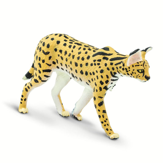 Safari Ltd. Serval figurine with detailed design capturing lifelike posture for imaginative play.