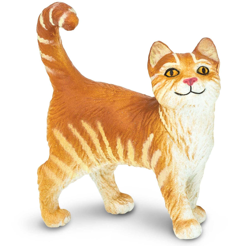 Safari Ltd Tabby Cat Figurine 2-inch display for imaginative play and learning.