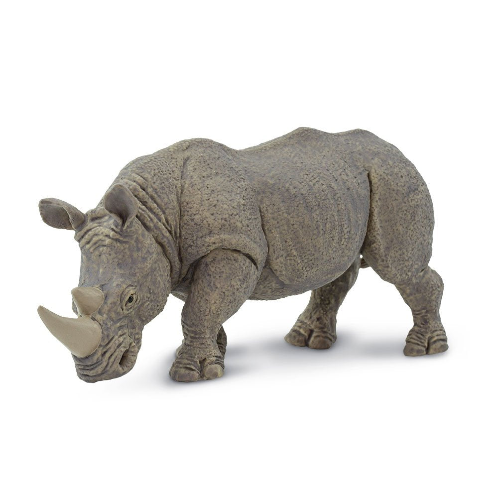 Safari Ltd white rhino figurine educational tool for wildlife awareness and exploration.