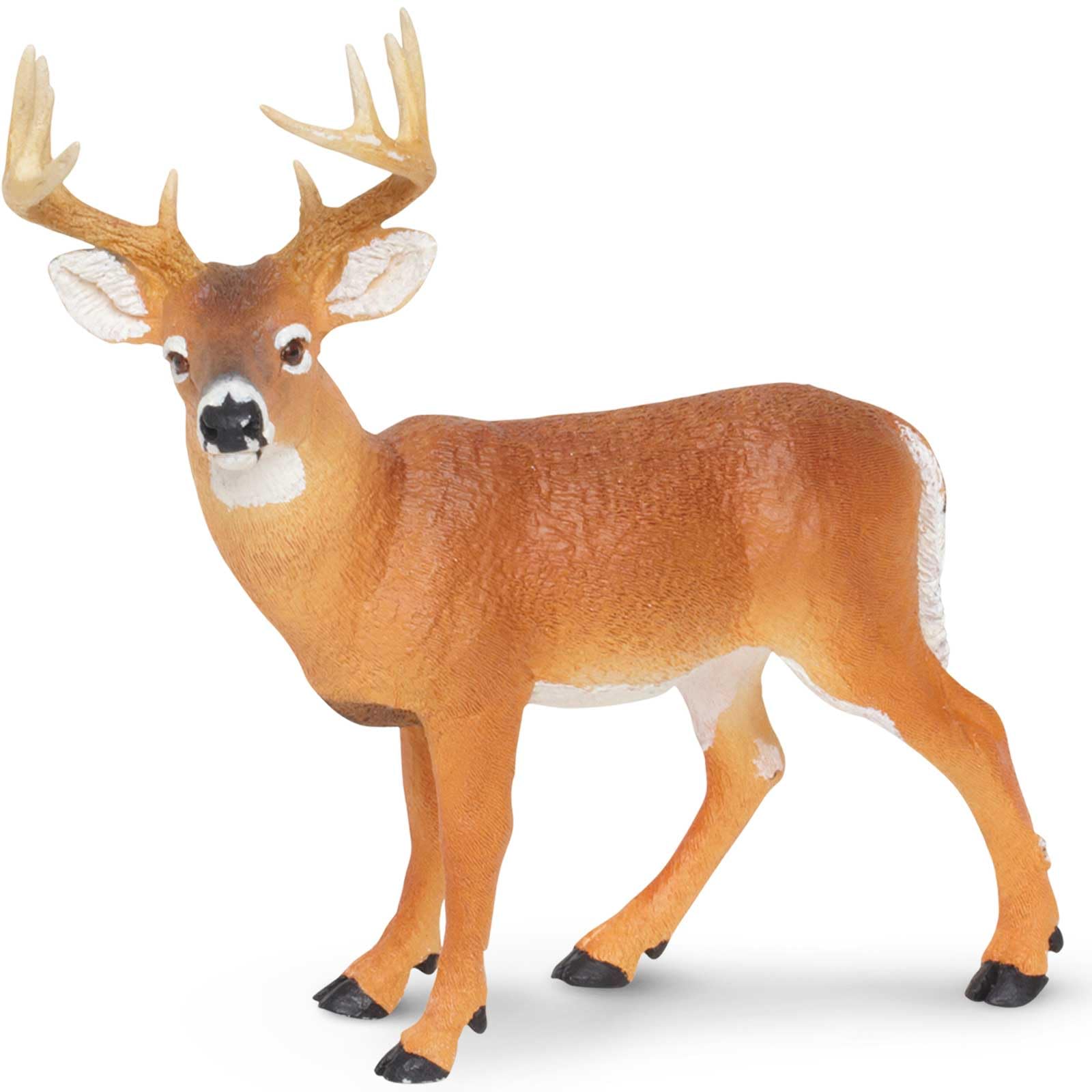Safari Ltd. Whitetail Buck figurine in hand demonstrates kid-friendly size.