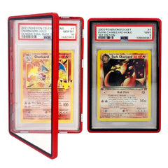 Safeguard metal PSA slab bumper case red front view protects graded cards from impact.