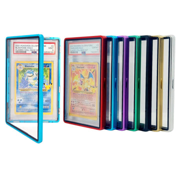 Safeguard TCG Solutions blue case enhances graded-card protection during display.