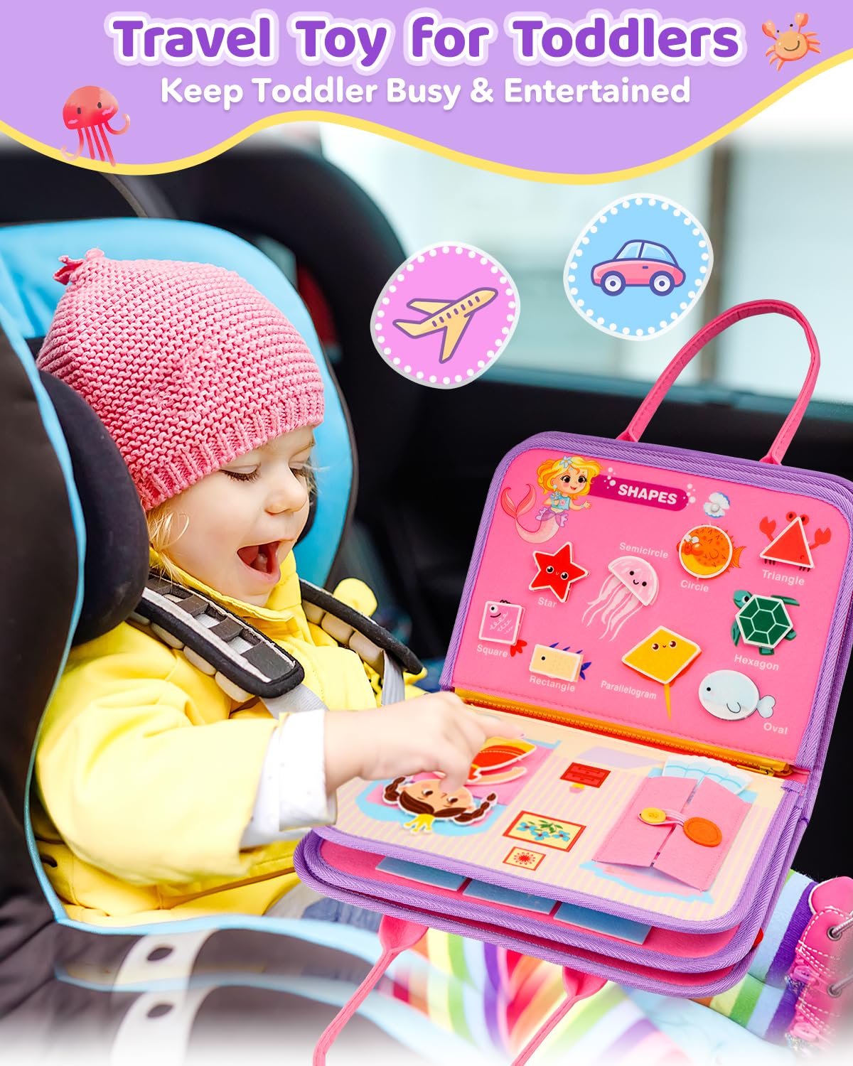 SaFeli Busy Board soft felt material ensuring a safe, tactile play experience.