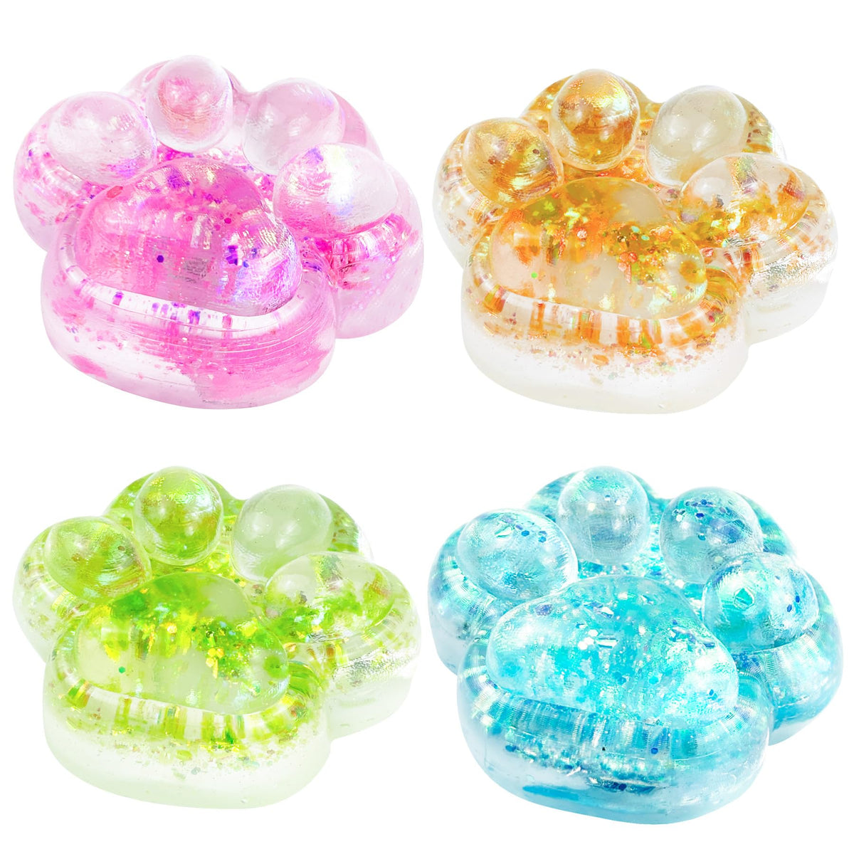 Safoezy taba squishy paw pack in four colors for stress relief and sensory play