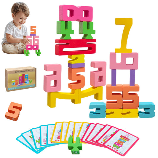 Safoezy wooden number blocks 20-piece set on table for hands-on math exploration