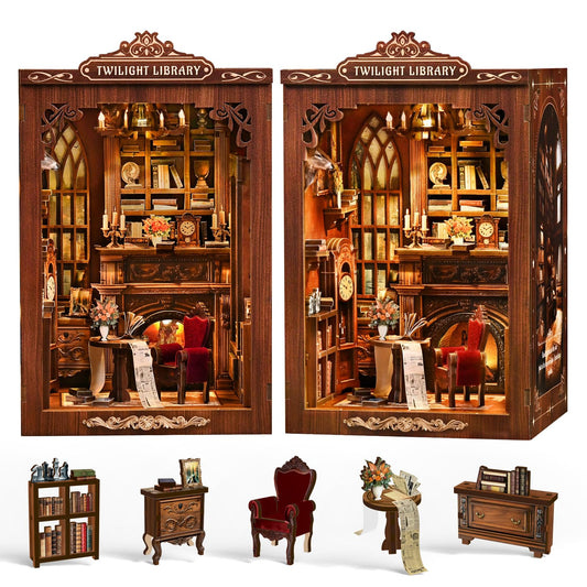 Sagiterra Book Nook Kit assembly process highlights beginner-friendly setup for tiny worlds.