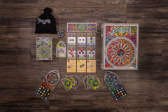 Floodgate Games Sagrada: Glory Expansion flourish module invites unique tile placement.