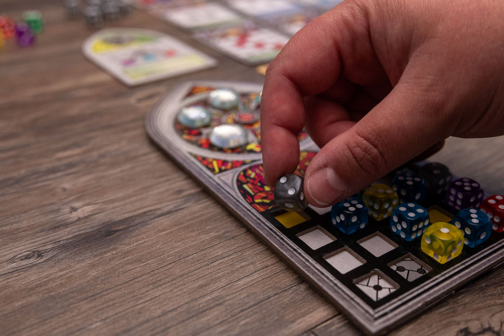 Floodgate Games Sagrada: Glory Expansion comprehensive components for immersive gameplay.