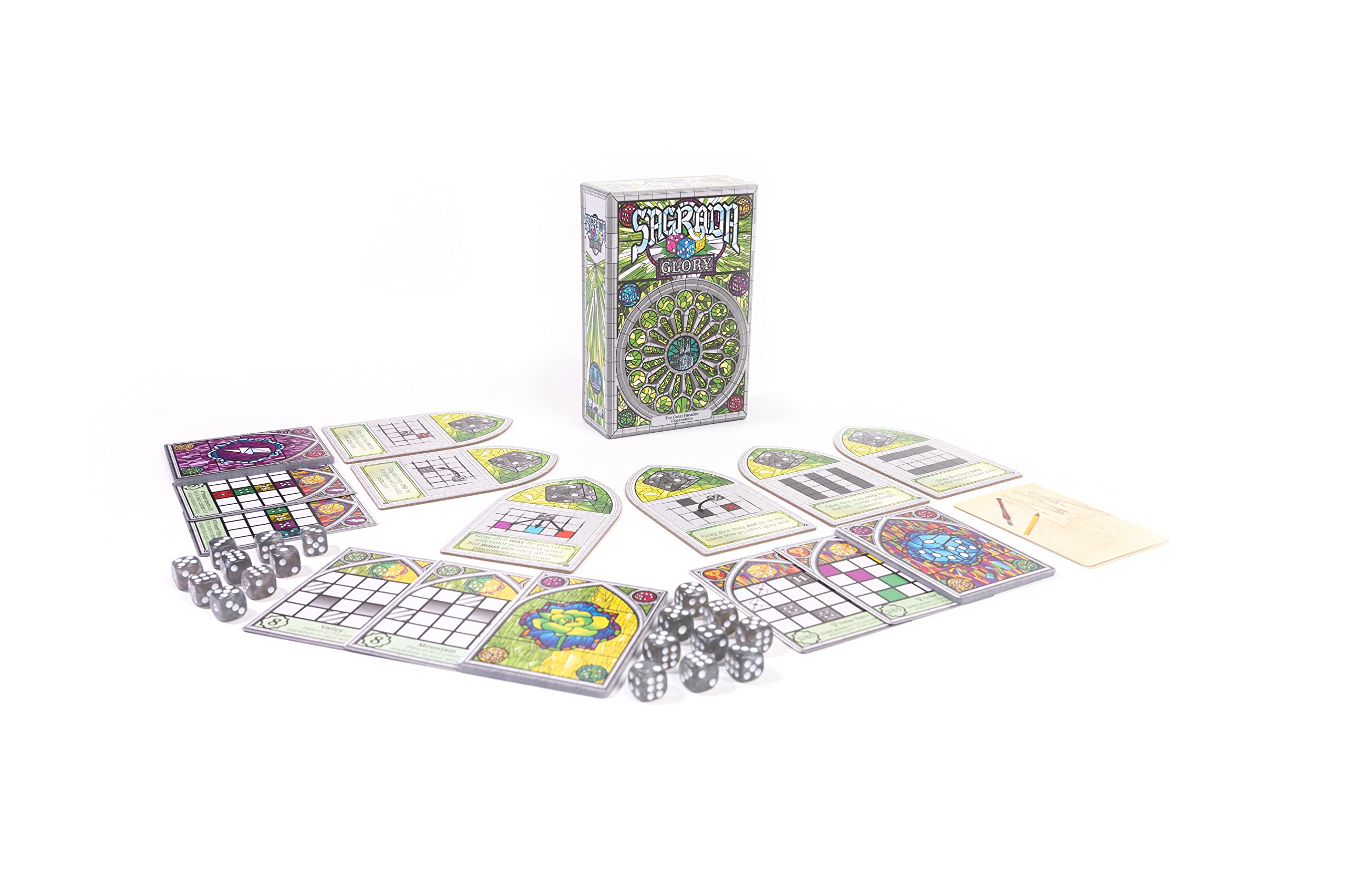 Floodgate Games Sagrada: Glory Expansion pioneer objectives highlight early scoring opportunities.