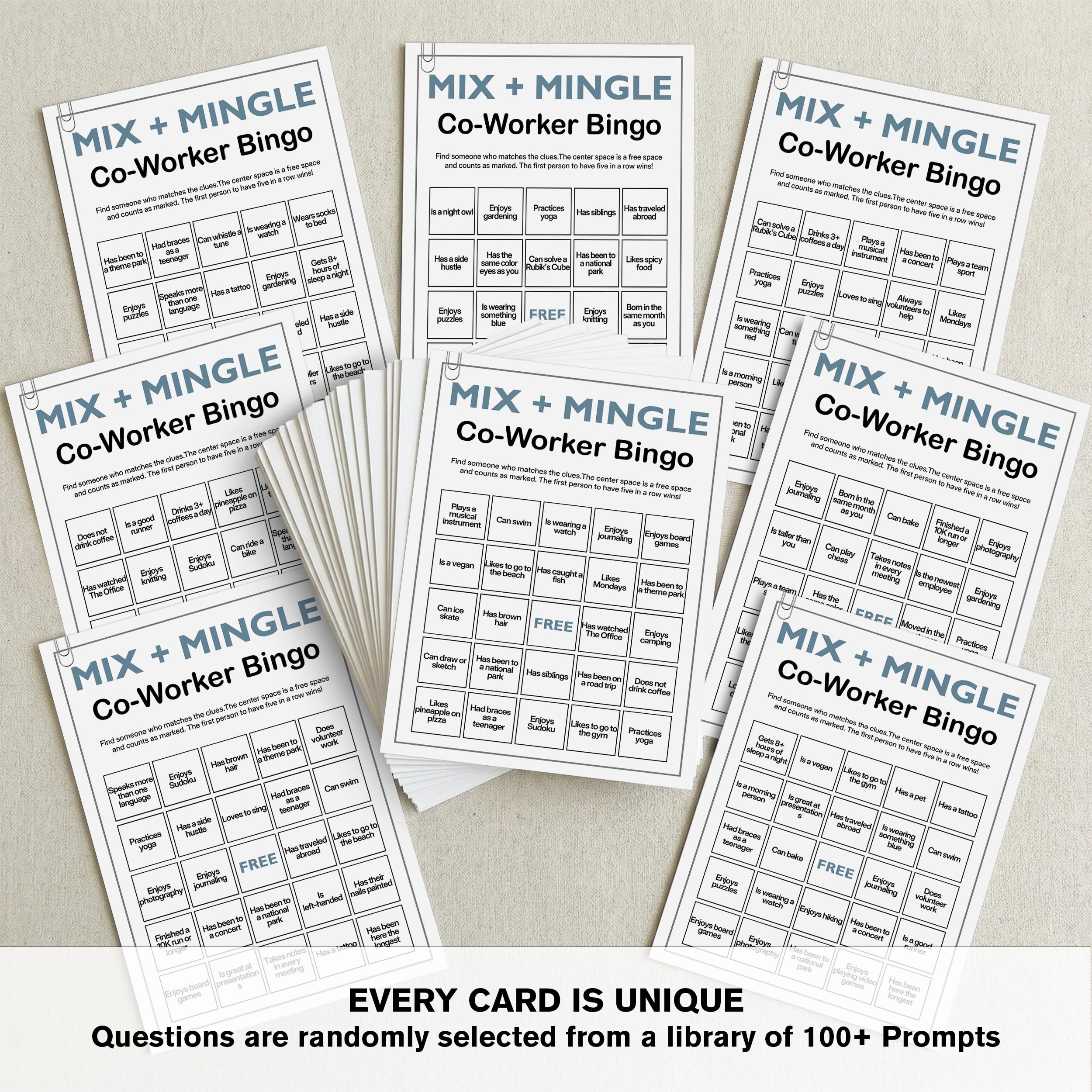 Sahjzk 5x7 durable cardstock enables quick, easy-to-hold games.