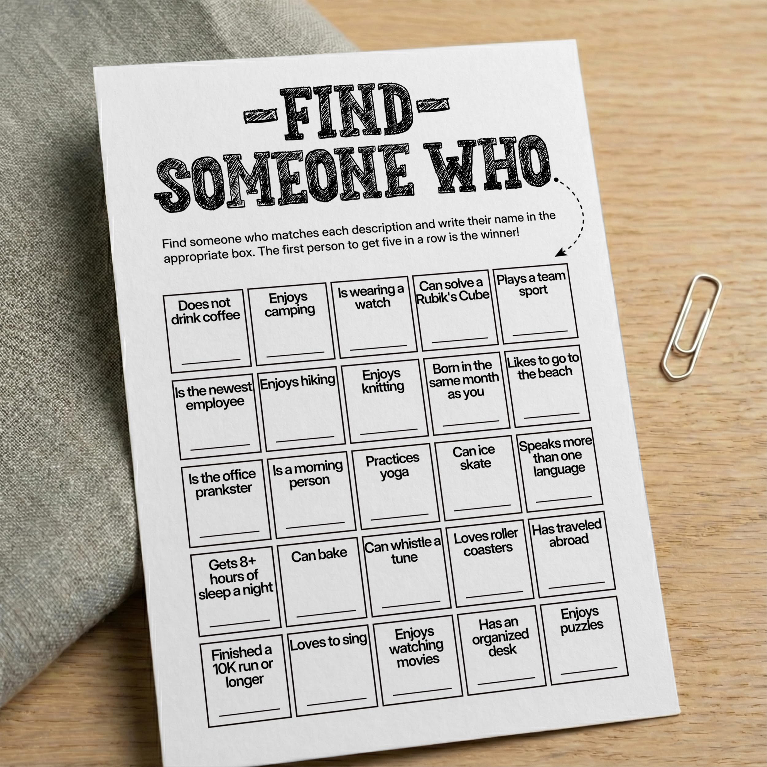 Sahjzk Office Bingo Cards in 5x7 thick cardstock, easy to write on