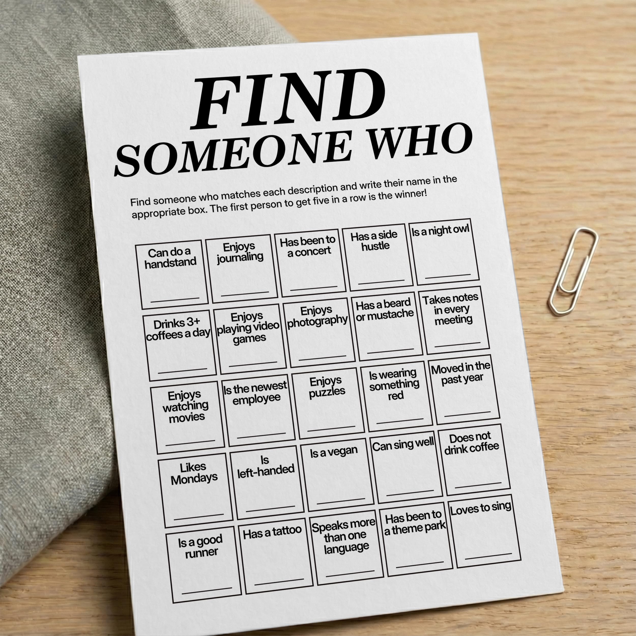 Sahjzk Office Bingo durable 5x7 cardstock for easy writing
