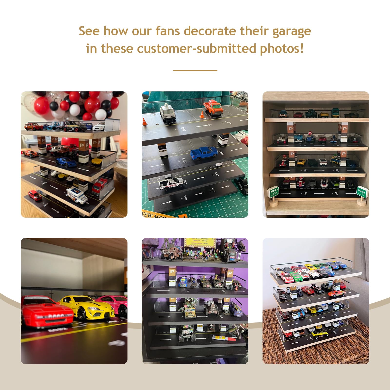 Saichotoy four-level parking diorama transforms shelves into a dramatic, organized display.