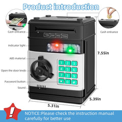 Saidrip Piggy Bank automatic paper scroll showcases large capacity for savings.