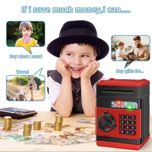Saidrip piggy bank with a four-digit password for secure access.