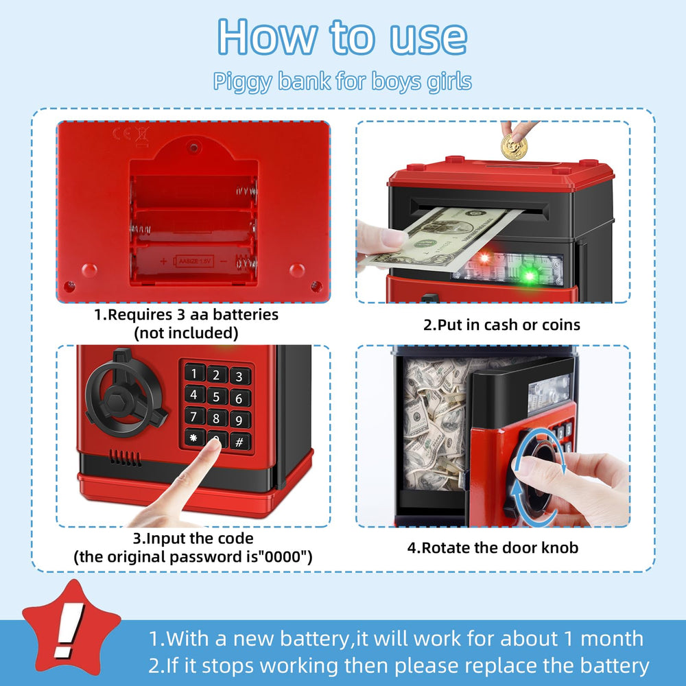 Saidrip piggy bank with automatic paper scroll for quick cash loading.