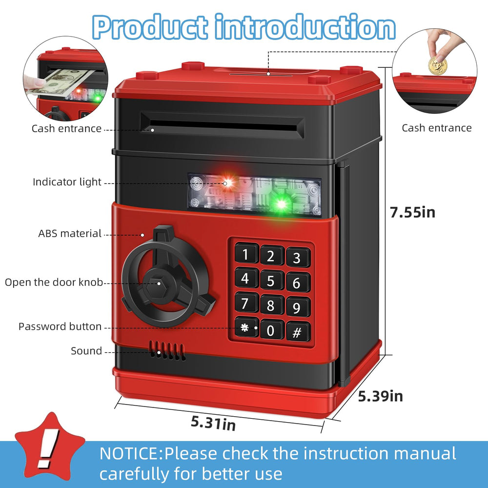Saidrip piggy bank with large capacity to hold coins and notes.