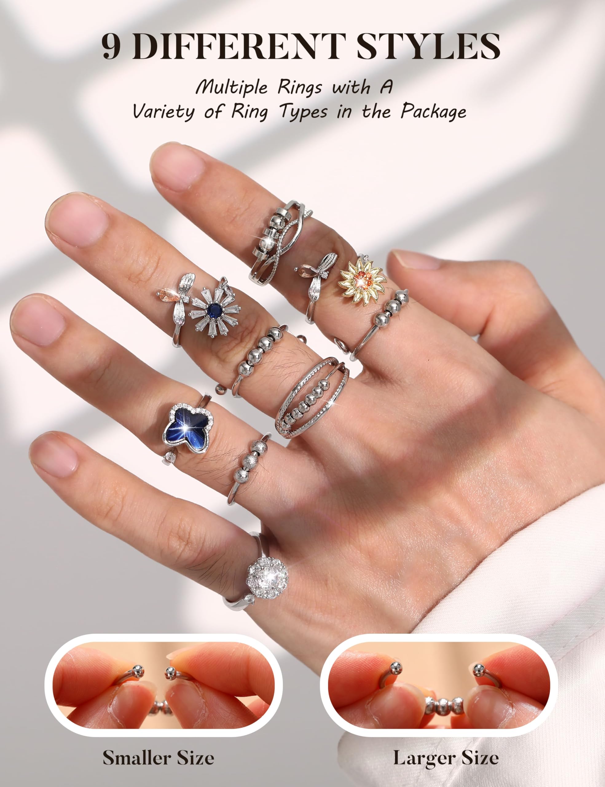 Sailimue Anxiety Ring open adjustable fits sizes 6 to 10