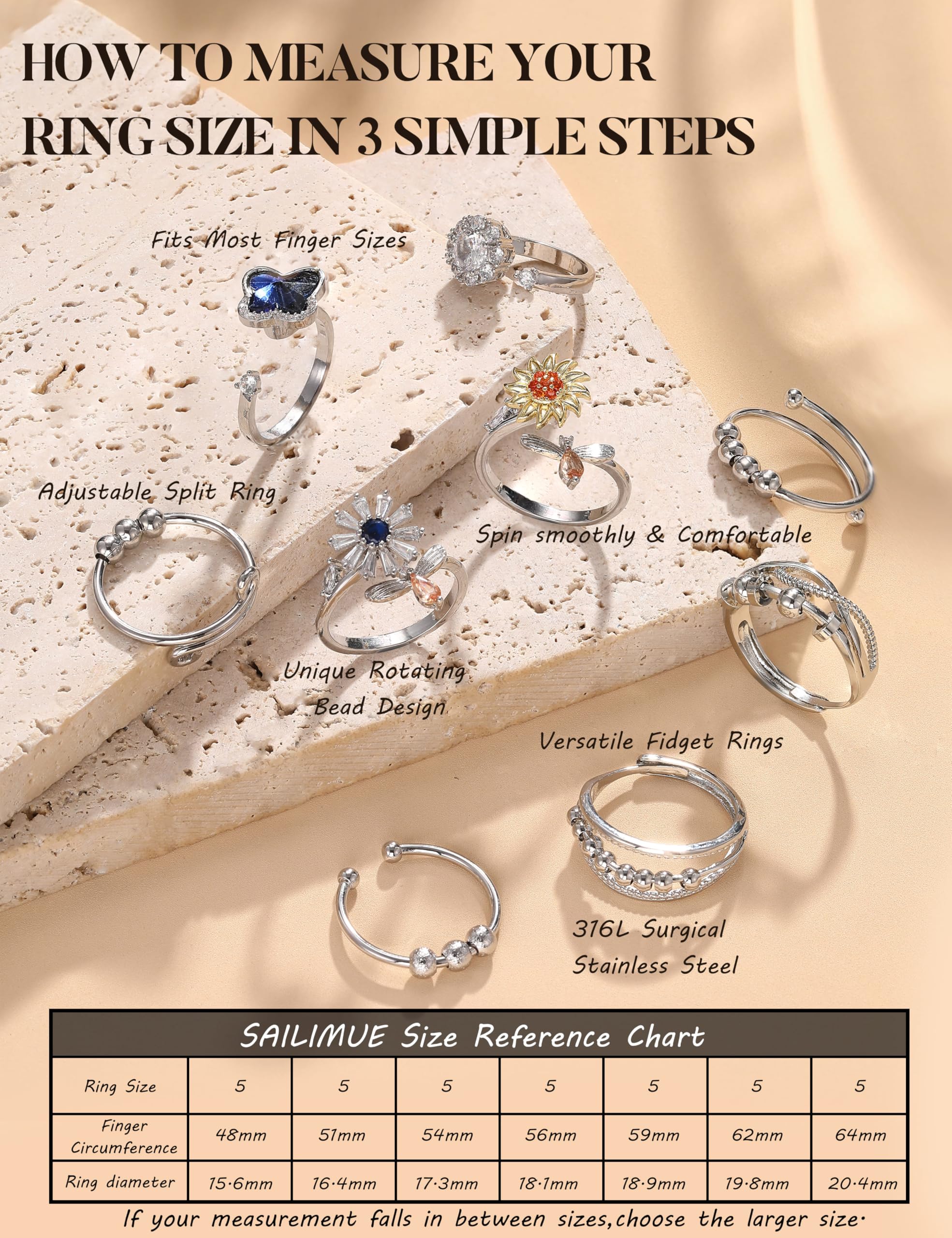 Sailimue Anxiety Ring packaged set ready to gift