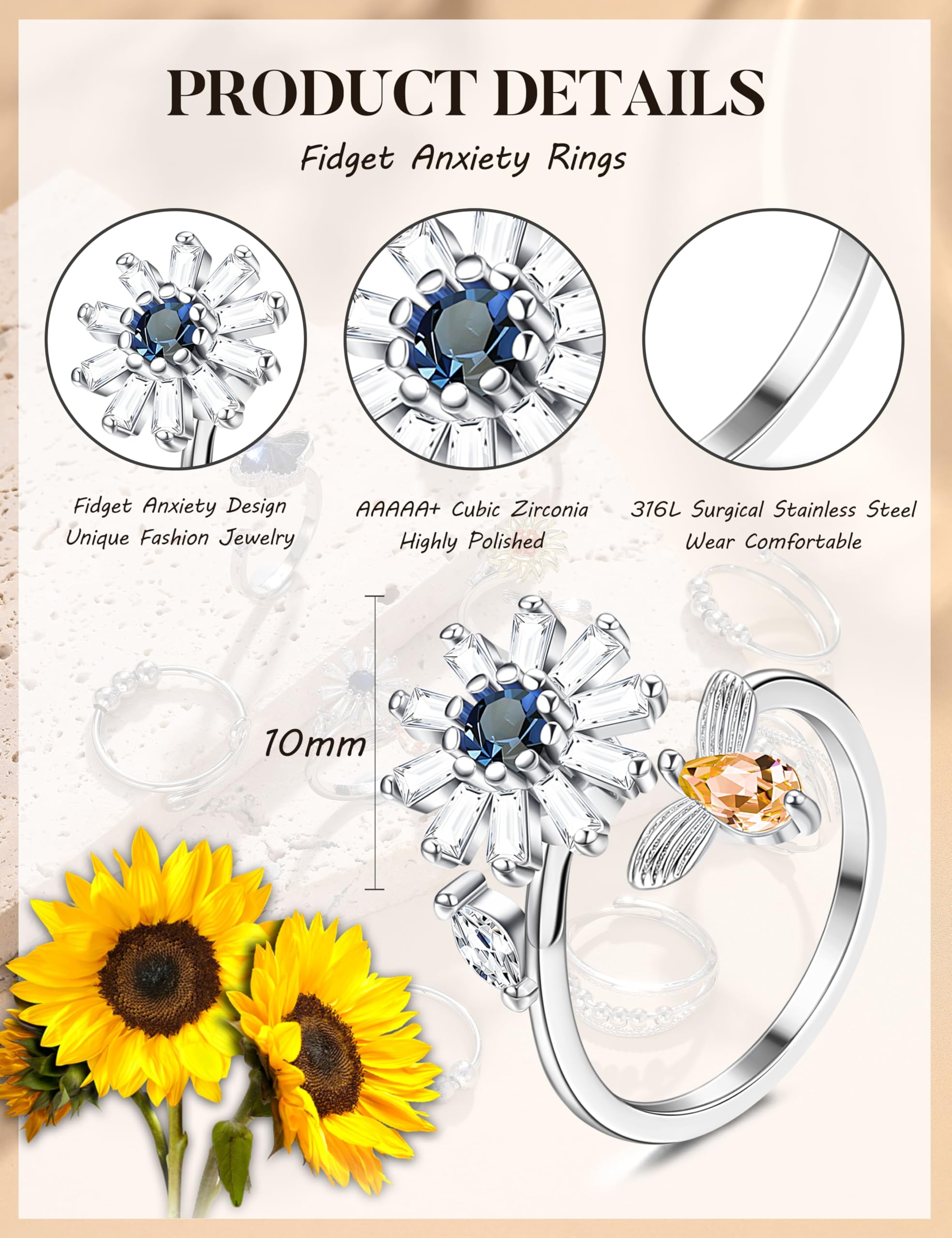 Sailimue Anxiety Ring rotating band for silent spins