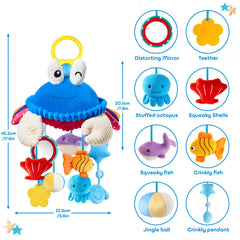 SAIMAND crab plush-ocean-animals adds soft cuddle options for tummy time and crib play.