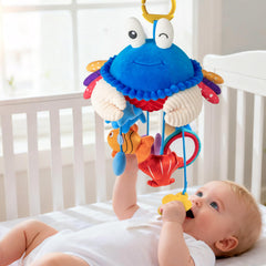 SAIMAND crab sensory toy clip-stroller calms baby with engaging visuals and textures.