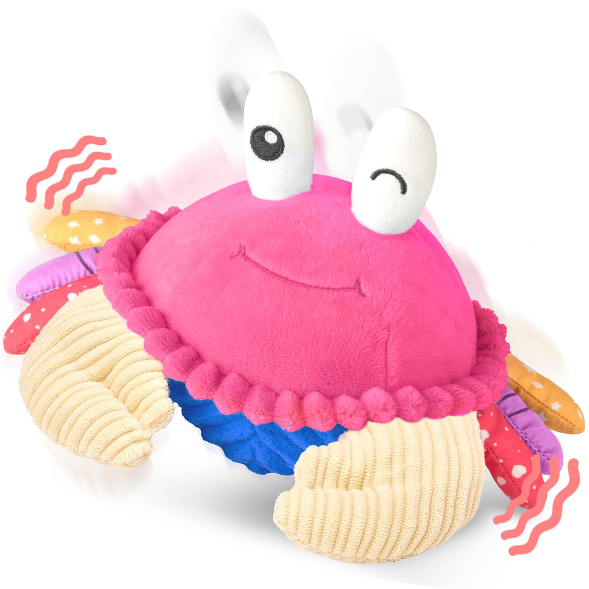 SAIMAND pink crawling crab toy glides forward, encouraging tummy time and movement.